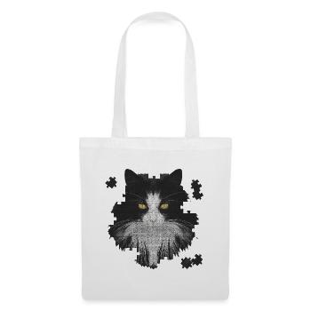 Katze schwarz weiss, Puzzles, pet prints - Stoffbeutel - Weiß - Vorne