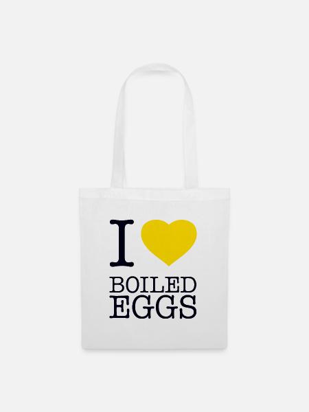 I LOVE BOILED EGGS Eier - Stoffbeutel - Weiß