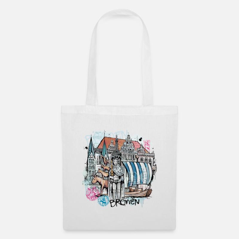 Bremen Illustration - Stoffbeutel - Weiß