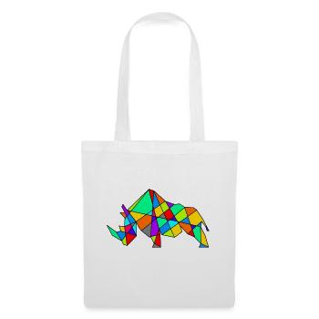 Geometrisches Kamel Puzzle Neonfarben - Stoffbeutel - Weiß - Vorne