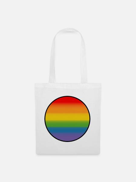 Regenbogen Verlauf Round white shirt - Stoffbeutel - Weiß