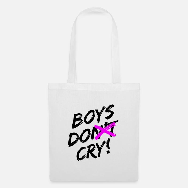 Boys Do Cry! Schwarzes Design - Stoffbeutel - Weiß