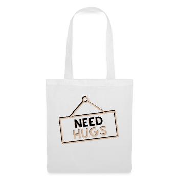 Need Hugs "pancarte" (besoin de câlins) - Sac en tissu - blanc - Devant