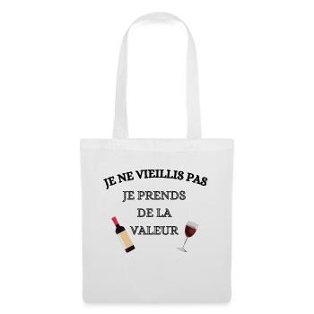 Idée cadeau homme anniversaire humour vin - Sac en tissu - blanc - Devant