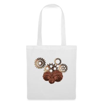 tolle steampunk mode, Zahnräder und Rosenmuster - Stoffbeutel - Weiß - Vorne