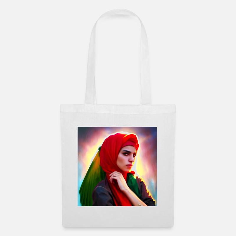 Arabische Frau Hijab Kunst - Stoffbeutel - Weiß