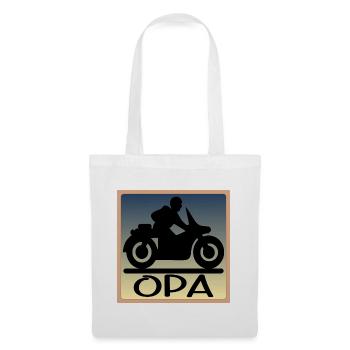 Motocycliste - GRAND-PÈRE - FÊTE DES PÈRES - Sac en tissu - blanc - Devant