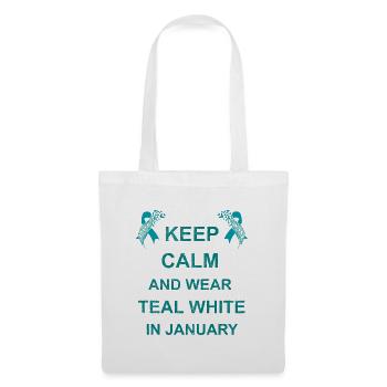 Cervical Cancer Keep Calm Wear Teal White January - Stoffbeutel - Weiß - Vorne
