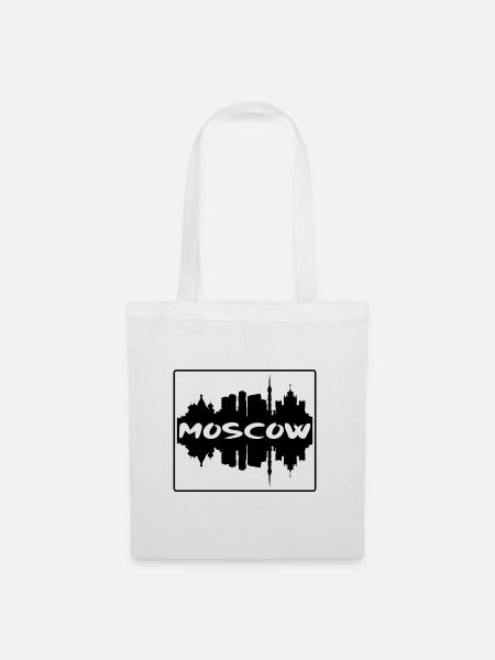 Moskau Russland Skyline Silhouette Reise Souvenir - Stoffbeutel - Weiß