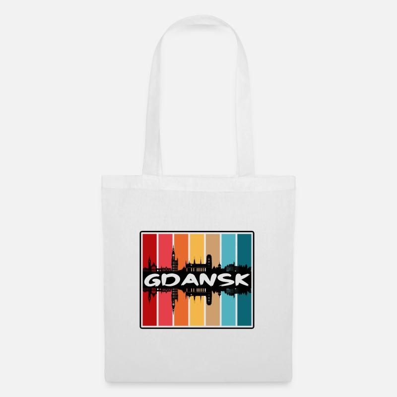 Danzig Polen Skyline Silhouette Reise Souvenir - Stoffbeutel - Weiß