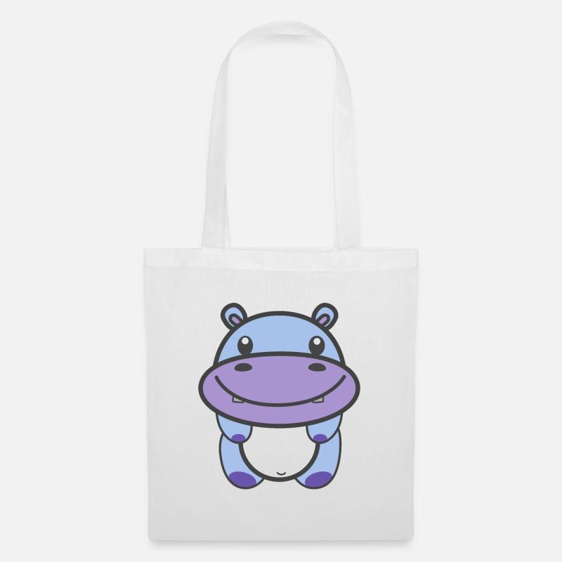 Hippopotame mignon Kawaii - Sac en tissu - blanc