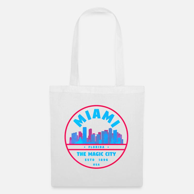 Miami Skyline Neon-Stempel - Stoffbeutel - Weiß