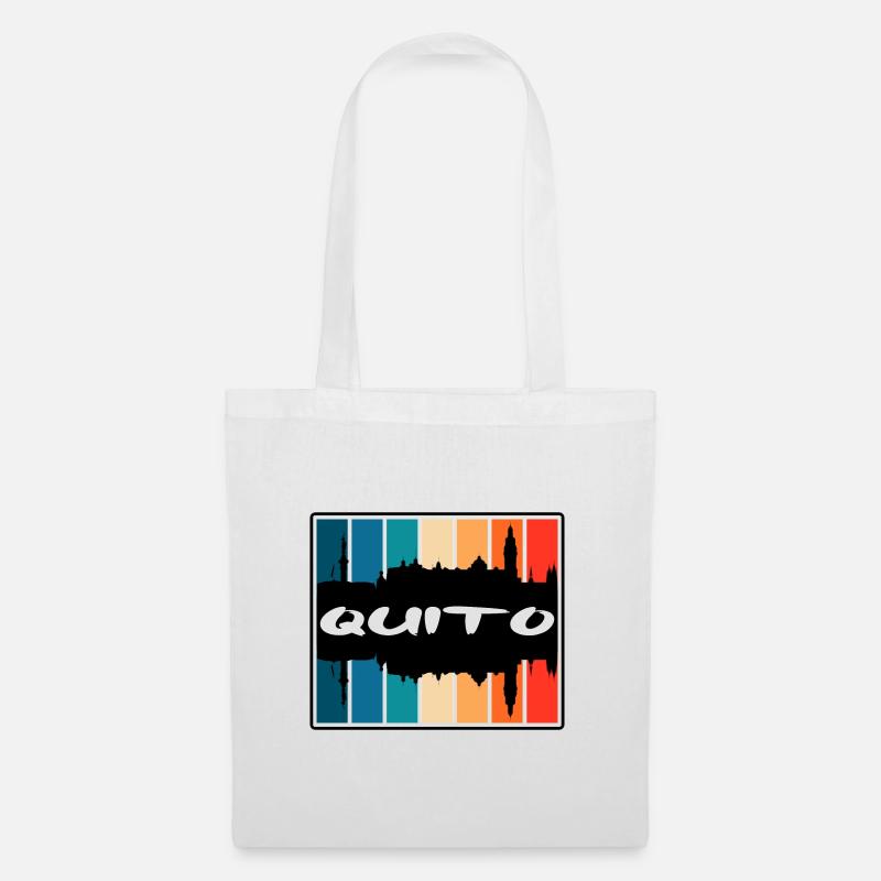 Quito Equador Skyline Silhouette Reisesouvenir - Stoffbeutel - Weiß