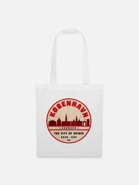 København Retro Stadt Silhouette - Stoffbeutel - Weiß