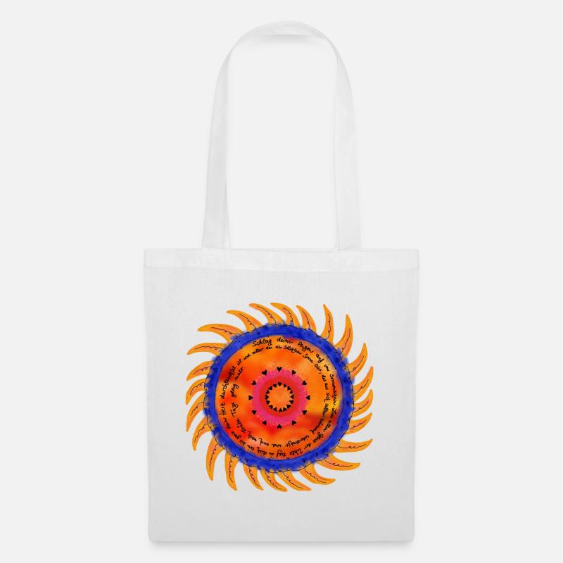 Sonnenschein-Mandala schwarze Schrift - Stoffbeutel - Weiß