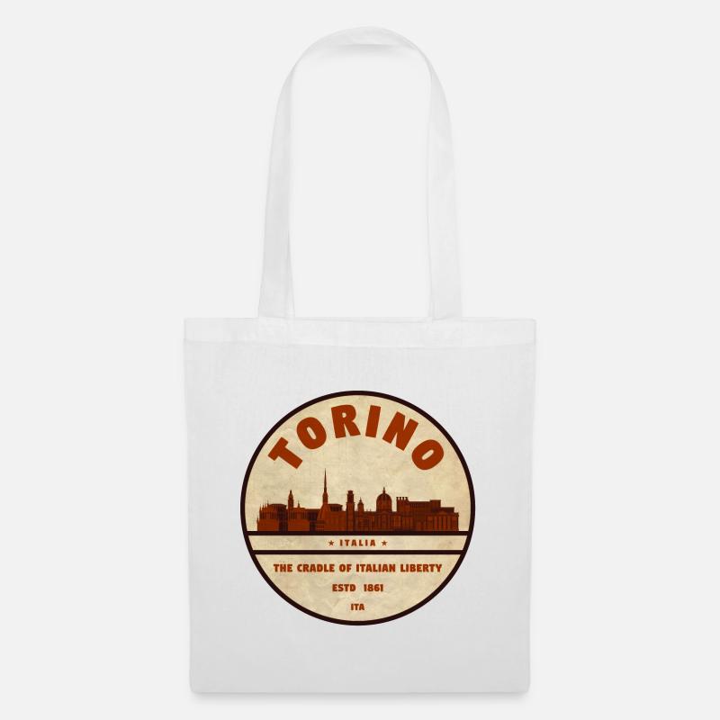 Torino Skyline Retro-Emblem - Stoffbeutel - Weiß