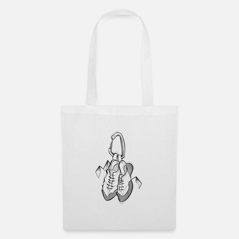 Karabiner und Kletterschuhe dotwork Skizze - Stoffbeutel - Weiß