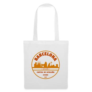 Barcelona Skyline Emblem - Stoffbeutel - Weiß - Vorne