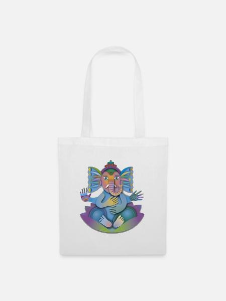 Glücksbringer Ganesha - Stoffbeutel - Weiß