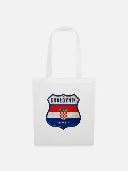 Dubrovnik Croatie Drapeaux Design d'armoiries - Sac en tissu - blanc