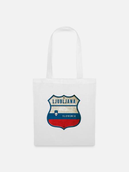 Ljubljana Slowenien Flaggen Wappen Design - Stoffbeutel - Weiß