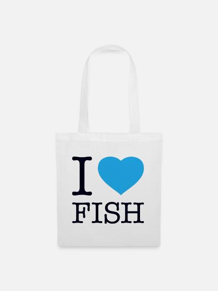I LOVE FISH - Stoffbeutel - Weiß