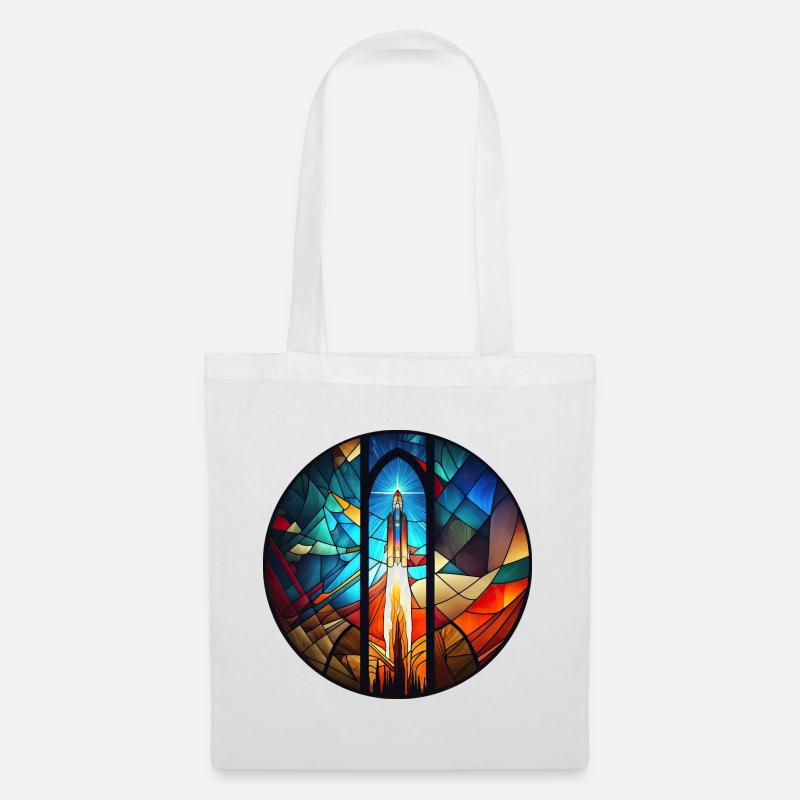 Lancement de fusée spatiale Kirchenglass Buntglass - Sac en tissu - blanc
