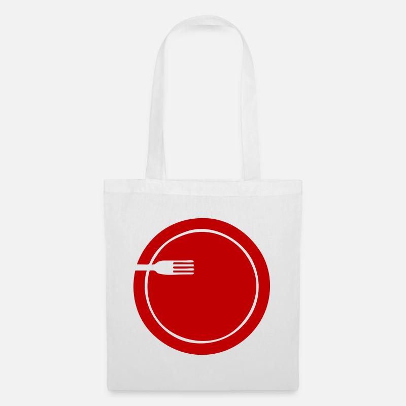 Plaque avec fourche simplifiée | Graphique vectoriel - Sac en tissu - blanc
