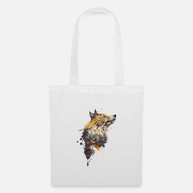 Wolf Design avec une forêt incluse - Sac en tissu - blanc