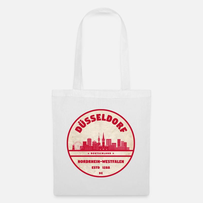 Düsseldorfer Skyline Retro-Stempel - Stoffbeutel - Weiß