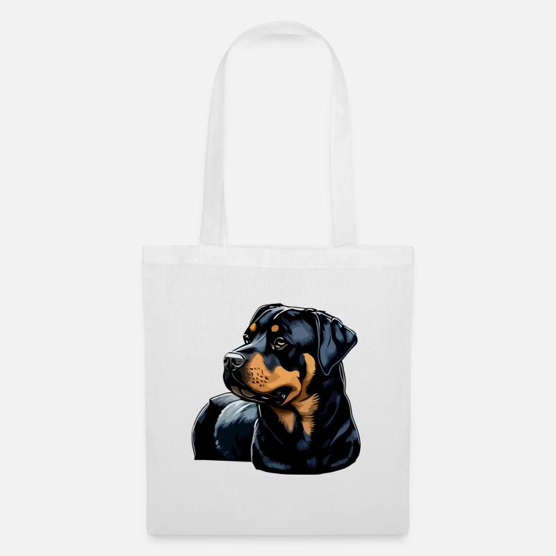 Nette Rottweiler Hunderasse Kopf Cartoon - Stoffbeutel - Weiß