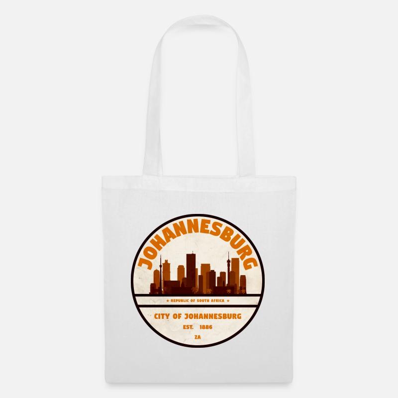 Retro-Abzeichen Johannesburg Skyline - Stoffbeutel - Weiß