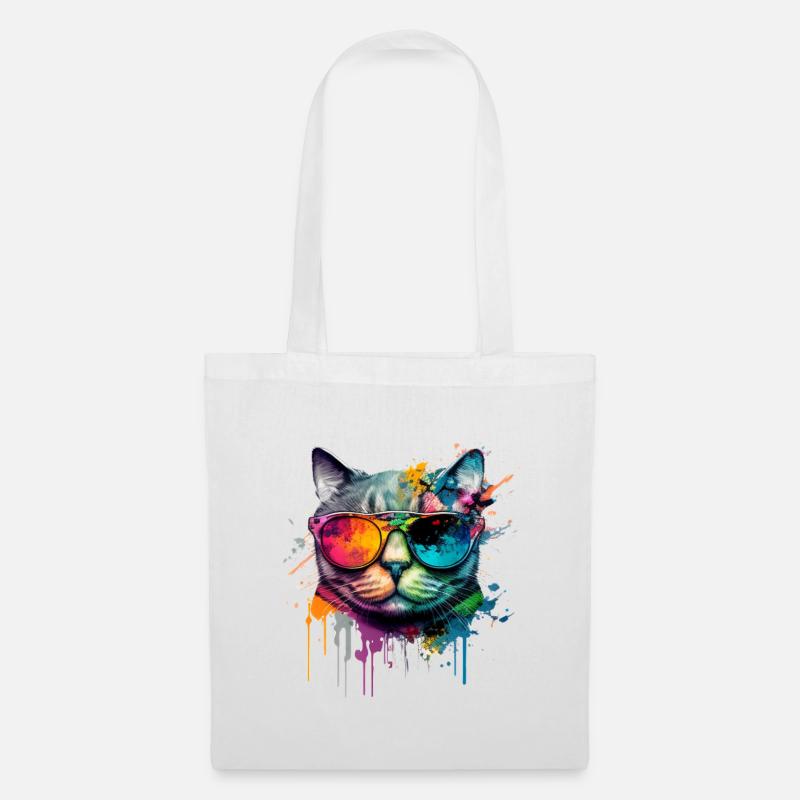 Coole Freche Graffiti Katze Maine Coon Perser - Stoffbeutel - Weiß