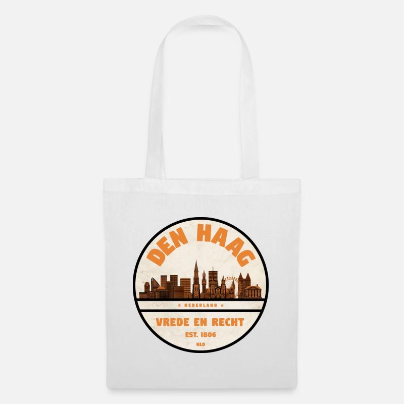 Den Haag Skyline Vintage Logo - Stoffbeutel - Weiß