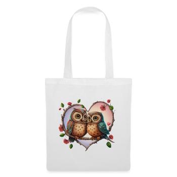 Owls Love Sweet Lovers Colorful Heart Flowers - Tote Bag - white - Front