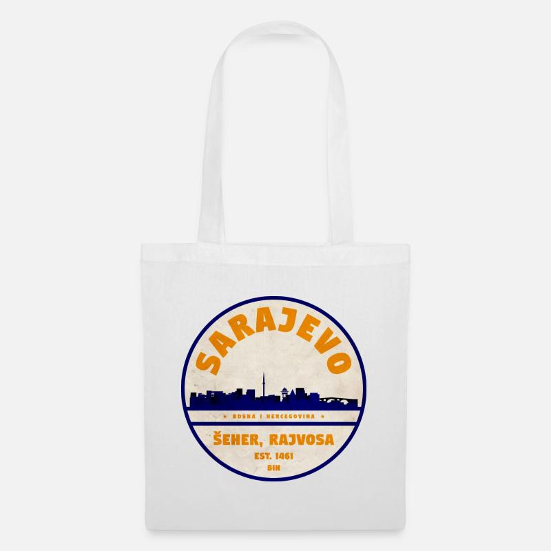Sarajevo Skyline Vintage Abzeichen - Stoffbeutel - Weiß