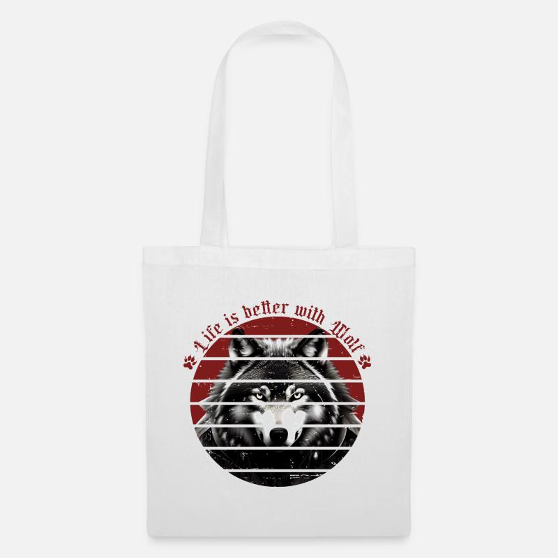 Das Leben ist besser mit Wolf - Stoffbeutel - Weiß