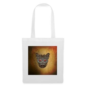 tête de chat décorative - Sac en tissu - blanc - Devant
