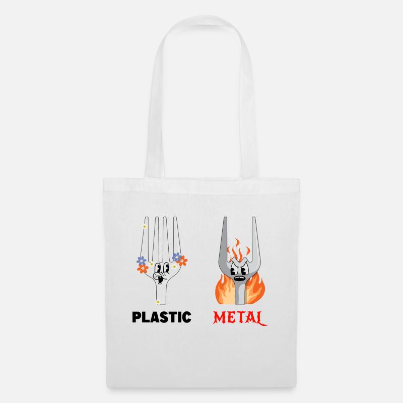 Gabel Plastic Metal Musik - Stoffbeutel - Weiß
