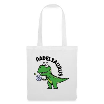 Dinosaurier Padel Spieler Schläger Ball Spruch - Stoffbeutel - Weiß - Vorne