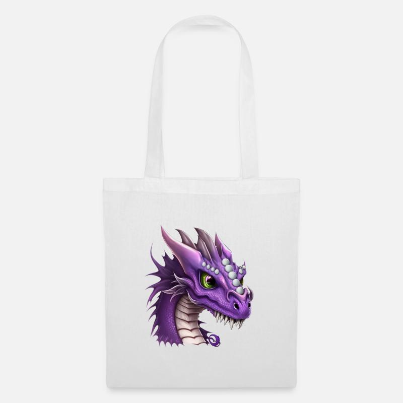 Lila Fantasy Drache - Stoffbeutel - Weiß