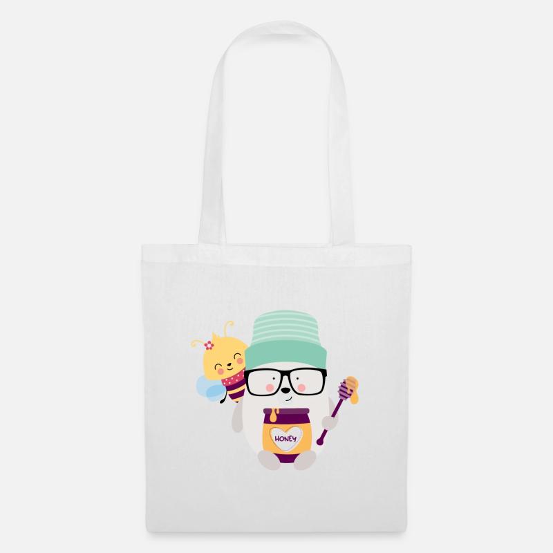 Bear with bee - Tote Bag - white