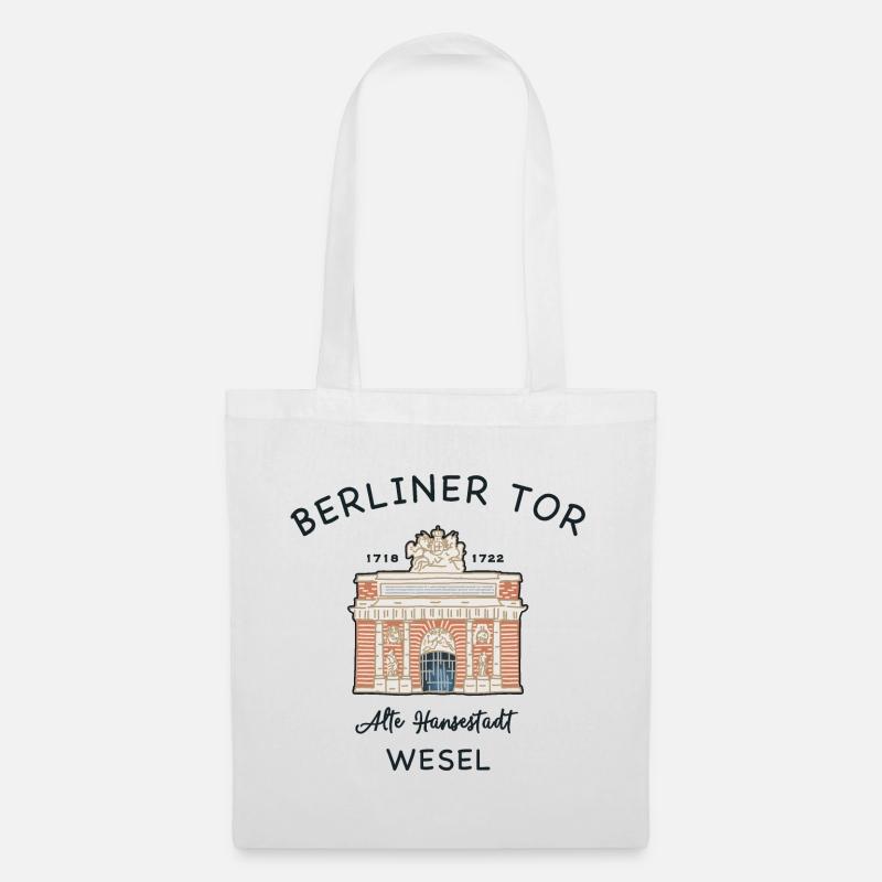 Wesel, Berliner Tor, kultiges Wahrzeichen - Stoffbeutel - Weiß