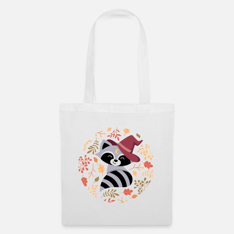 Raccoon with autumn pattern - Tote Bag - white