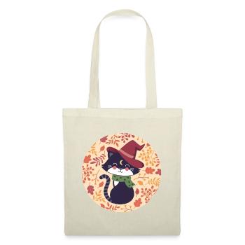 black cat with autumn pattern - Tote Bag - nature - Front