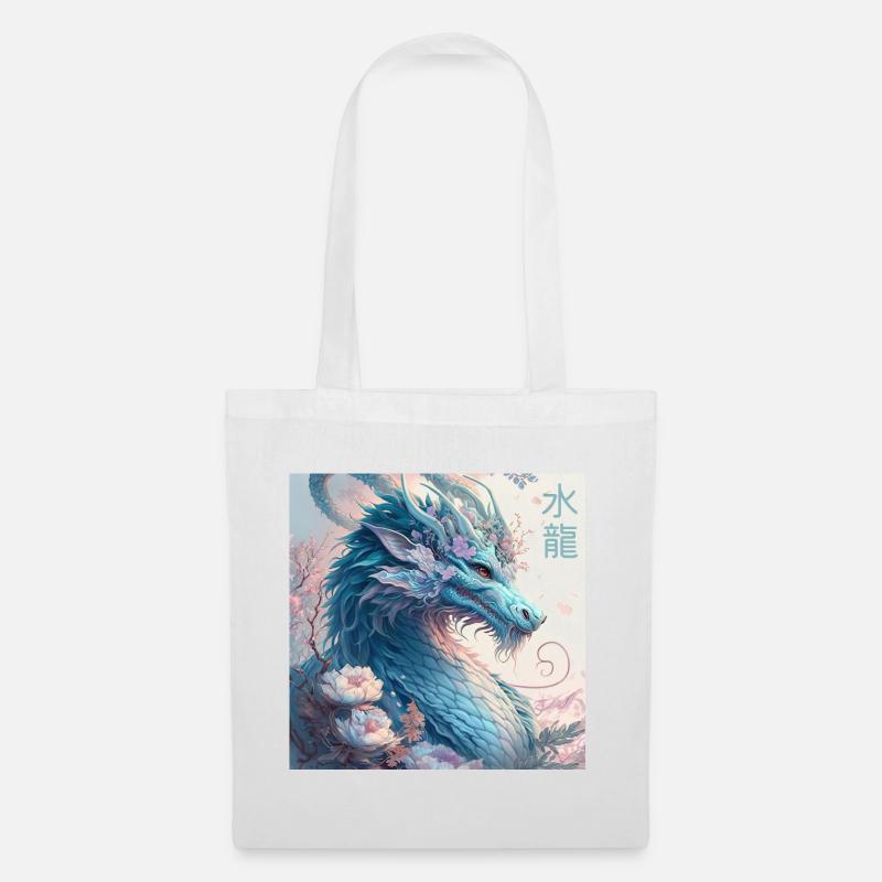 Blaue Wasserdrache - Stoffbeutel - Weiß
