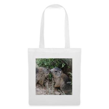 Murmeltiere 5 verschmust. Alpen Liebe und Geschenk - Stoffbeutel - Weiß - Vorne