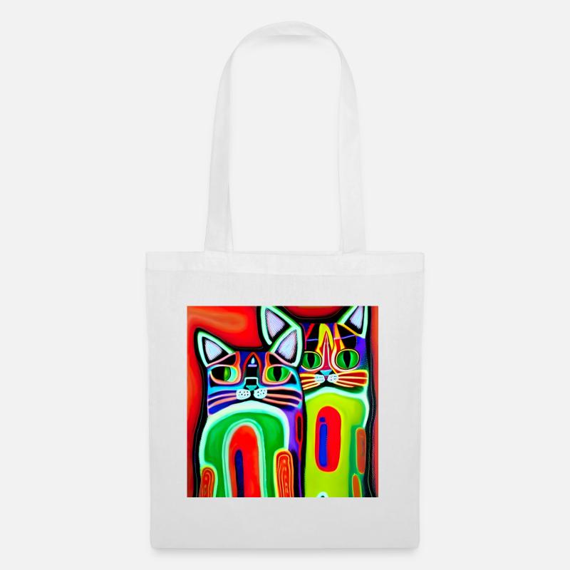 Katzen abstrakt - Stoffbeutel - Weiß