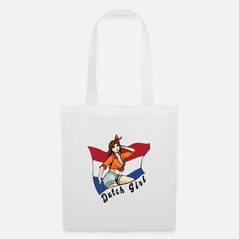 Niederländisches Mädchen Flaggen Design - Stoffbeutel - Weiß