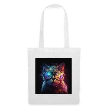 Katze im Rausch der Psychedelik - Stoffbeutel - Weiß - Vorne